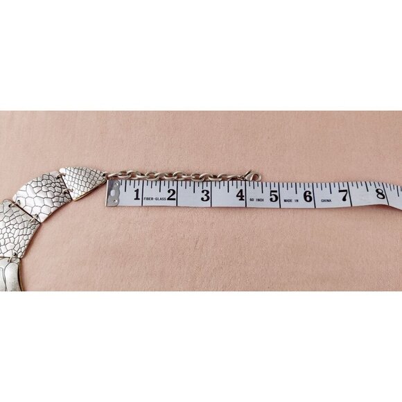 Premier Designs Silver Coker Necklace Exotic Reptile Enprint Tribal Double Sided - Picture 14 of 15